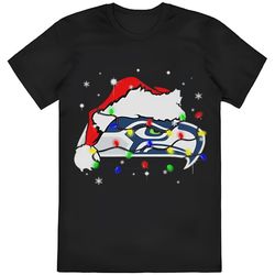 seattle seahawks santa hat christmas light shirt