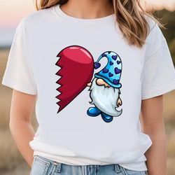 gnome valentines blue t-shirt, gift for her, gifts for him