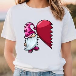 gnome valentines pink t-shirt, gift for her, gifts for him