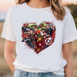 marvel avengers heart group shot valentine t-shirt, gift for her, gifts for him