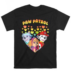 paw patrol hearts group valentines t-shirt, gift for her, gifts for him