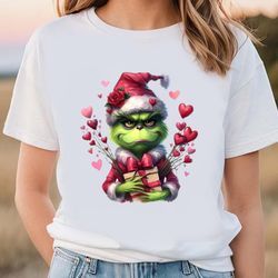 valentine grinch with hearts valentine shirt, gift for her, gifts for him