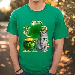 cat shamrock st patricks day cat irish t-shirt, gift for her, gift for him