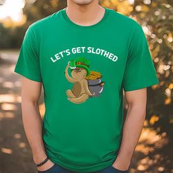 funny st patricks day sloth pattys shamrock shirt, gift for her, gift for him