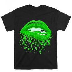 green lipstick marijuana shamrock sexy lip st patricks day shirt, gift for her, gift for him