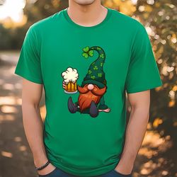 leprechaun gnome with beer st patricks t-shirt, gift for her, gift for him