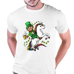 leprechaun riding unicorn st patricks day t-shirt, gift for her, gift for him