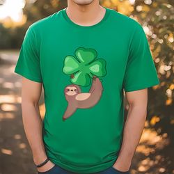 sloth hugging shamrock leprechaun irish st patricks day gift t-shirt, gift for her, gift for him