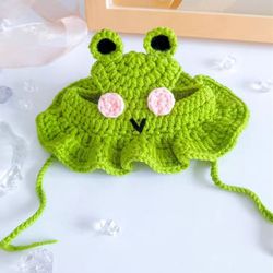 crochet frog hat for pet costumes for cats accessories