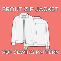 front zip jacket pdf sewing pattern sizes xs / s / m / l / xl