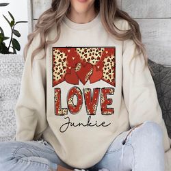 western valentines sublimation t-shirt, love junkie leopard valentine's day t-shirt, valentines t-shirt, leopard