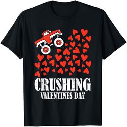 Crushing Valentines Day Cute Heart Riding Monster Truck Boys T-Shirt, Valentine's Day Png, Digital Design Download