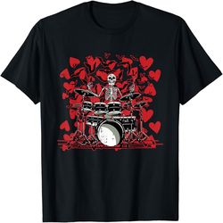 skeleton drummer valentines day rock n roll drum music lover t-shirt, valentine's day png, digital design download