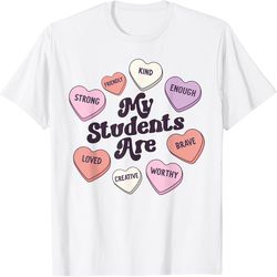 teacher valentines day positive affirmations candy hearts t-shirt, valentine's day png, digital design download