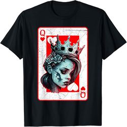Queen of Hearts Creepy Poker Card Game Halloween Gothic T-Shirt, PNG For Shirts, Svg Png Design, Digital Design Download