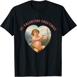 st. valentine greetings - vintage cupid heart card t-shirt, png for shirts, svg png design, digital design download