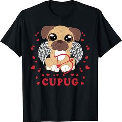 valentine's day cupug - cute pug dog lover cupid pun t-shirt, png for shirts, svg png design, digital design download
