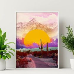 surreal landscape 3 (modern art, collage art, desert landscape, trippy wall decor, collage poster, landscape collage)