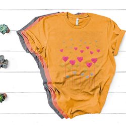 valentines day cute design with hearts flowers and balloons t-shirt