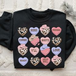 valentines candy heart t-shirt, western valentines t-shirt, western hearts png, retro valentine png, candy heart t-shirt