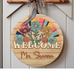 classroom welcome sign, custom teacher sign, personalized teacher door sign, classroom door hanger, teacher appreciation