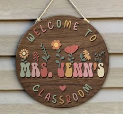 custom teacher sign, personalized teacher door sign, classroom welcome sign, classroom door hanger, back to school gift