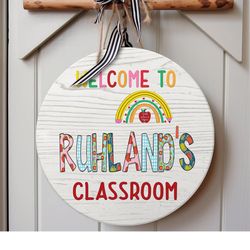 custom teacher sign, personalized teacher door sign, classroom welcome sign, classroom door hanger, teacher appreciation