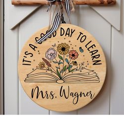 custom teacher sign, personalized teacher door sign, classroom welcome sign, classroom door hanger, teacher appreciation