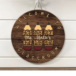 custom teacher sign, personalized teacher door sign, classroom welcome sign, classroom door hanger, teacher appreciation