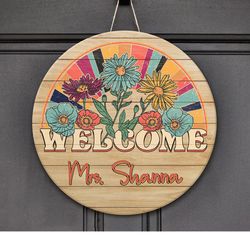 custom teacher sign, personalized teacher door sign, classroom welcome sign, classroom door hanger, teacher appreciation