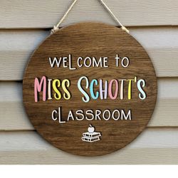 custom teacher sign, personalized teacher door sign, classroom welcome sign, classroom door hanger, teacher appreciation