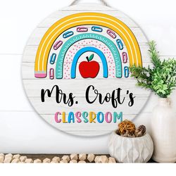 custom teacher sign, personalized teacher door sign, classroom welcome sign, classroom door hanger, teacher appreciation