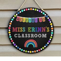 custom teacher sign, personalized teacher door sign, classroom welcome sign, classroom door hanger, teacher appreciation