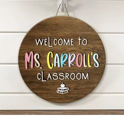 custom teacher sign, personalized teacher door sign, classroom welcome sign, classroom door hanger, teacher appreciation