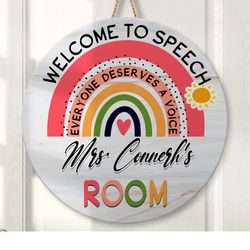 personalized classroom door sign, teachers appreciation gift, classroom door hanger, rainbow classroom decor, teacher