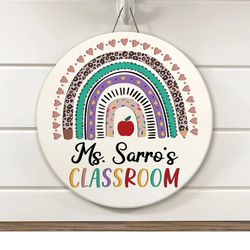 personalized classroom door sign, teachers appreciation gift, classroom door hanger, rainbow music welcome classroom