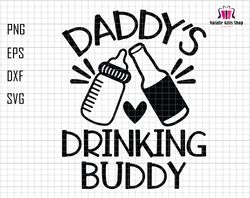 daddys drinking buddy svg, cute beer stein cheers baby bottle svg, new dad design svg, dad and baby svg, newborn svg, fa
