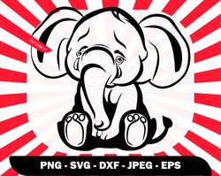 sitting sad baby elephant design, elephant outline svg, cute tattoos, cute png for shirts , cute elephant clipart