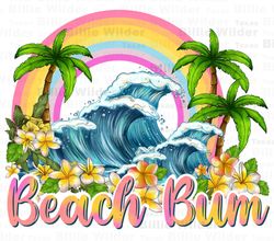 Beach bum png sublimation design download, hello summer png, beach vibes png, palm trees png, summer png, sublimate desi