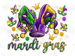 mardi gras with  hat png sublimation design download, happy mardi gras png, jester hat png, sublimate designs download 1