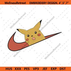 nike x pikachu anime pokemon embroidery design instant download