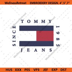 tommy hilfiger jeans since 1985 logo embroidery instant download