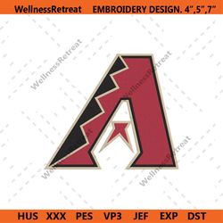 diamondbacks mlb baseball team letter a logo machine embroidery design