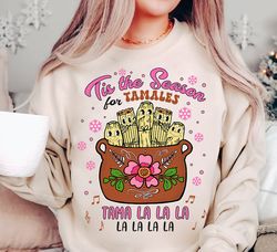 tis the season for tamales png, retro mexican food holidays digital download, mexican christmas sublimation, tama la la