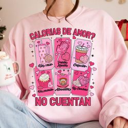 calorias de amor no cuentan png, mexican valentine png, cafecito y chisme valentine's day png, concha valentine's day