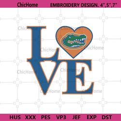 florida gators love embroidery design, ncaa embroidery designs, florida gators embroidery instant file