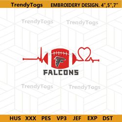 atlanta facons football heart beat embroidery instant download