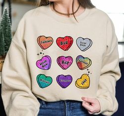 valentine's day swift png, lover in my era png, glitter effect evermore fearless candy heart png, love shirt taylor pull