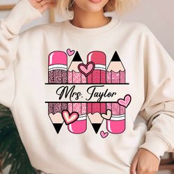 retro valentine pencils png, teacher valentine png, custom name teacher,teacher life png, cute teacher valentine png, te