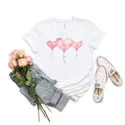 3 heart balloons t-shirt for valentine's day love sweet balloons shirt gift for her valentine gift